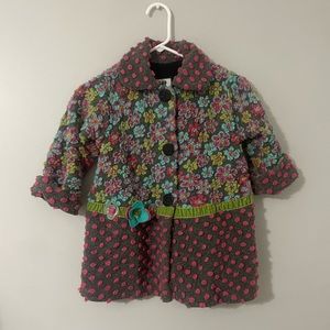 Corky & Company Floral/Polka dot Coat and Matching hat